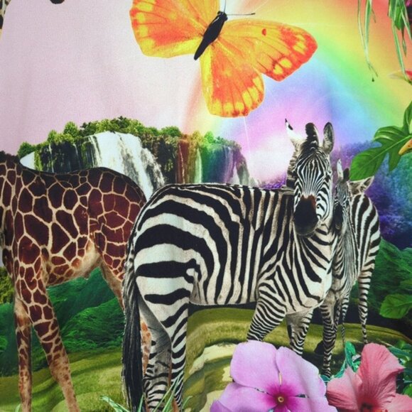 Desigual Oversized Tropical Print Colorful Hoodie Sweat Shirt - Picture 5 of 12